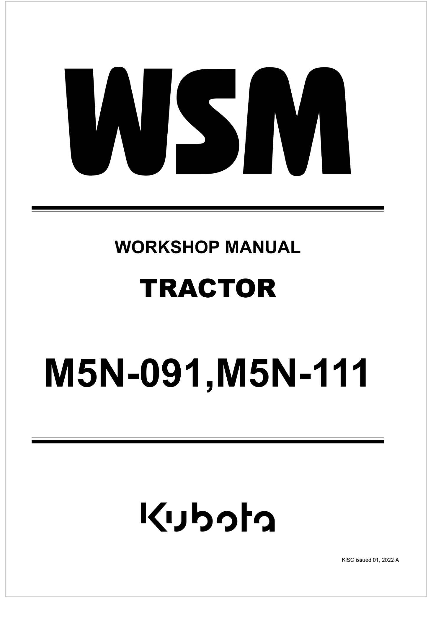 Kubota Tractor M5N 091 Workshop Manual