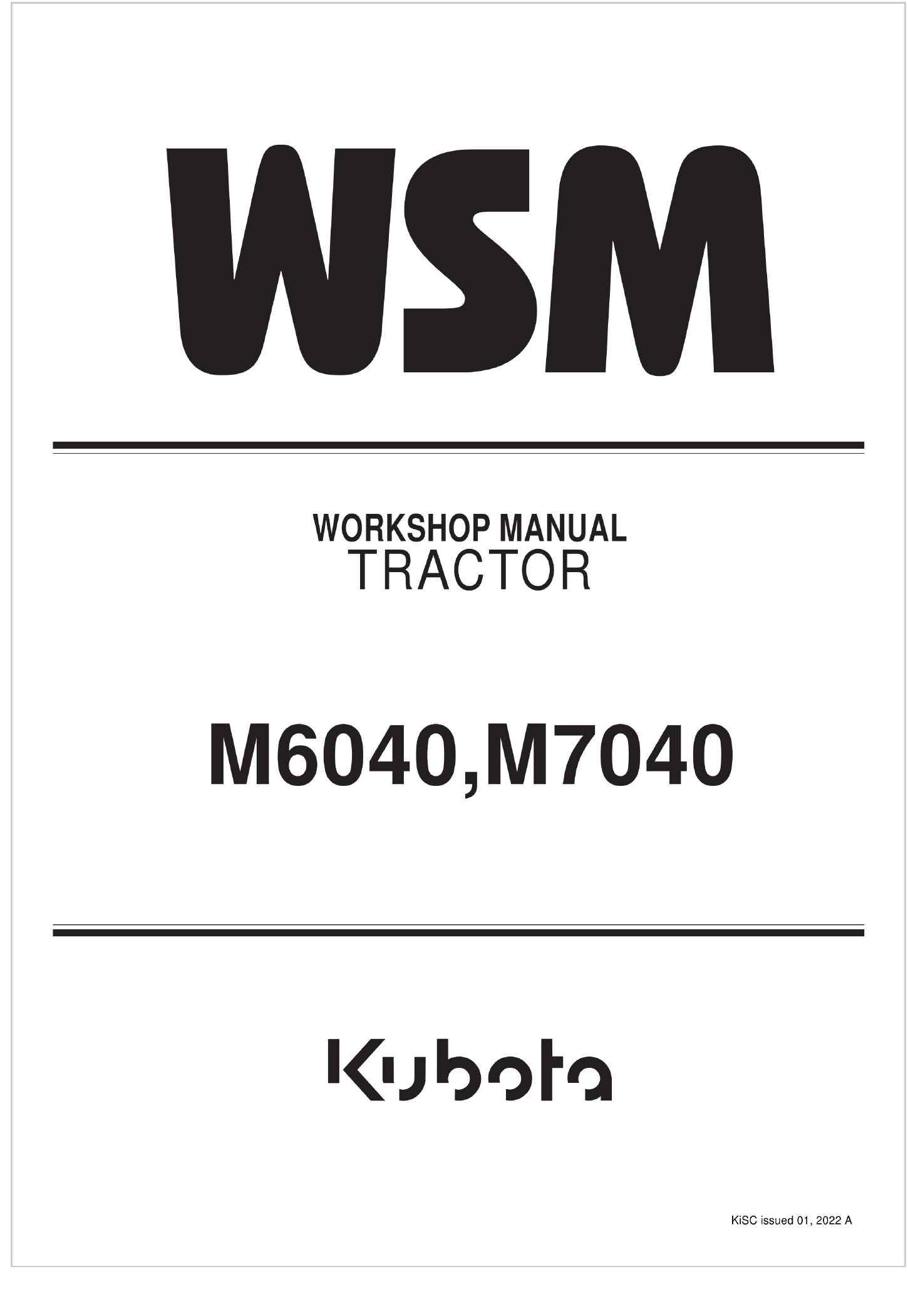 Kubota Tractor M6040 Workshop Manual