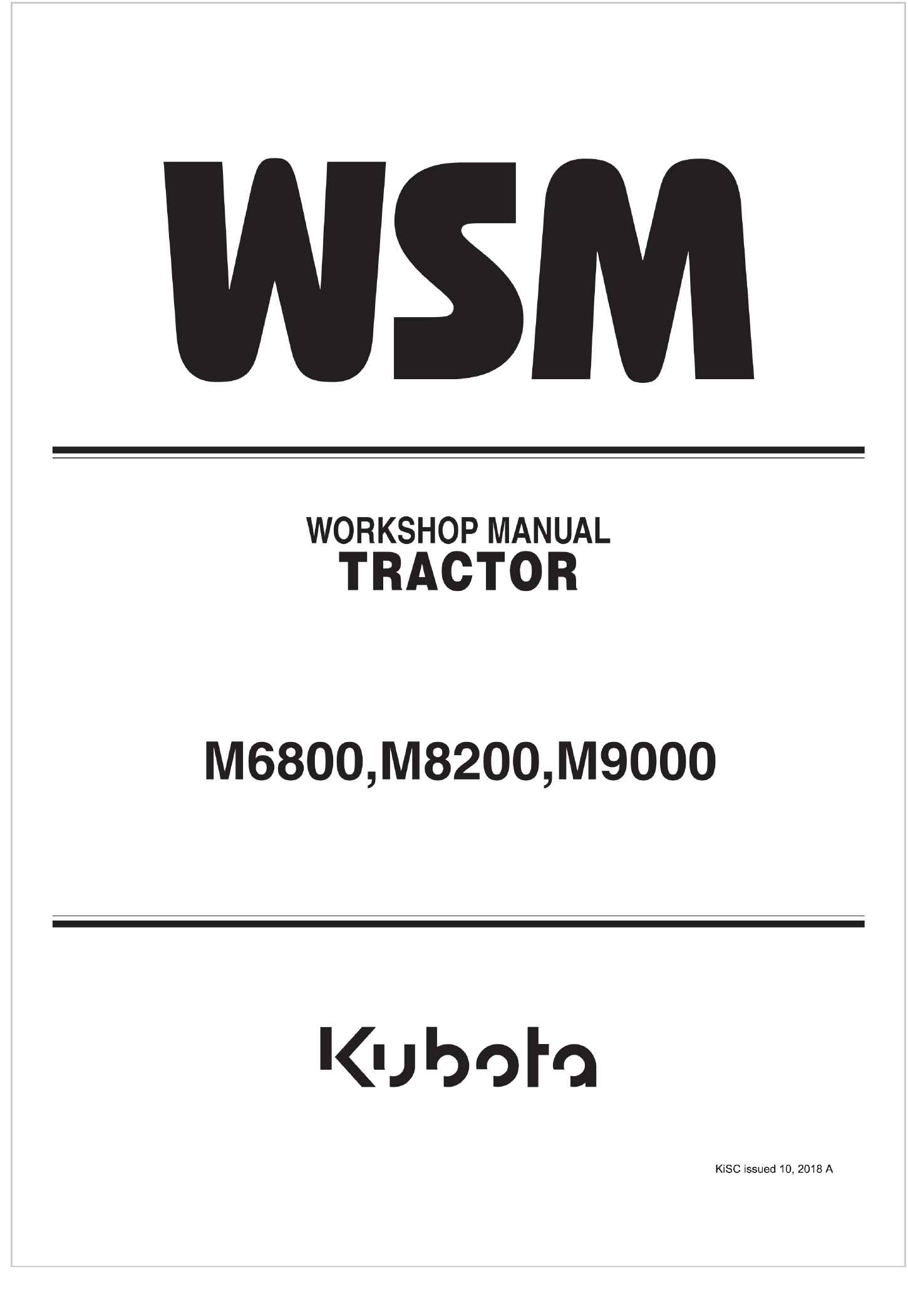 Kubota Tractor M6800 Workshop Manual