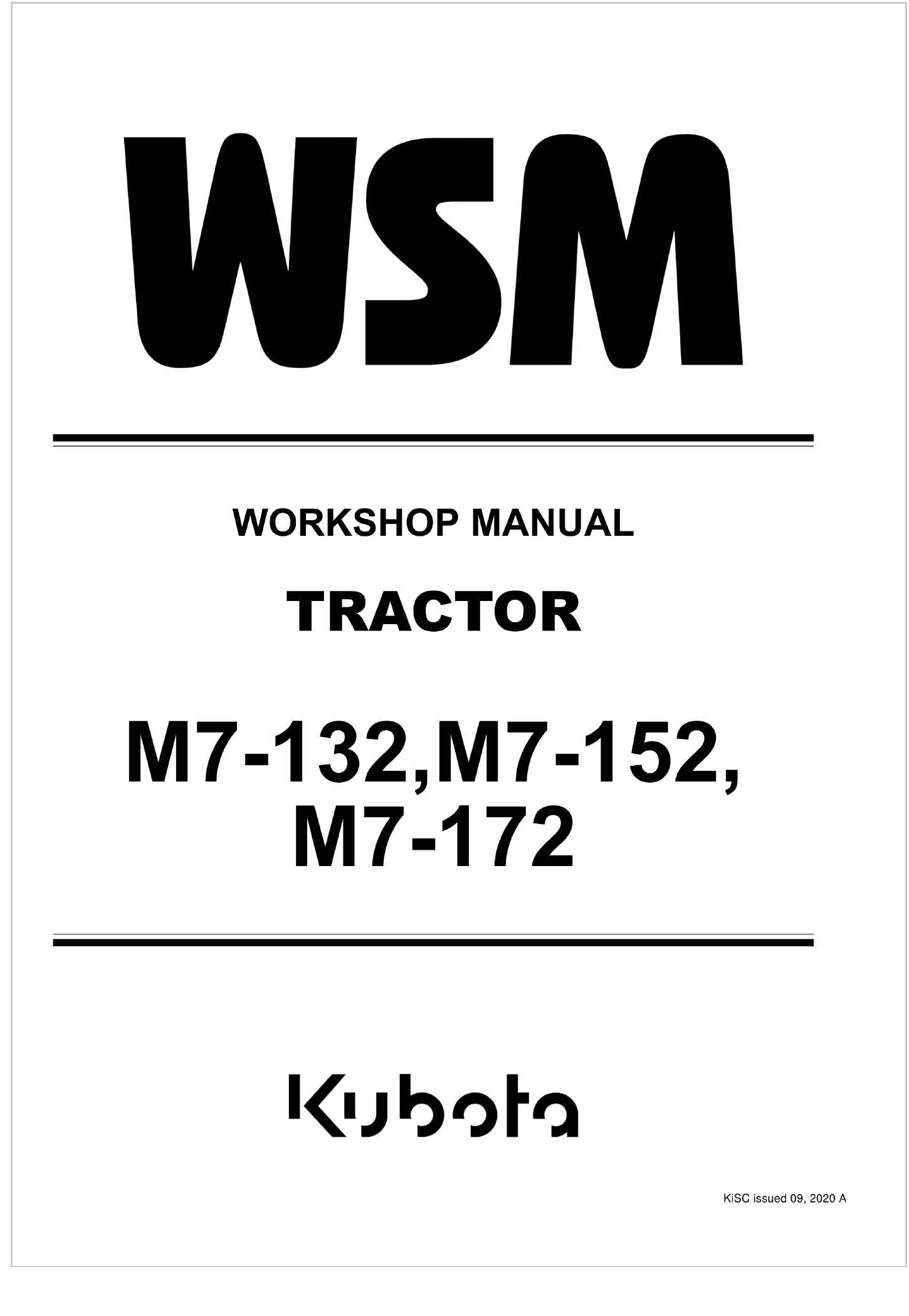 Kubota Tractor M7 172 Workshop Manual