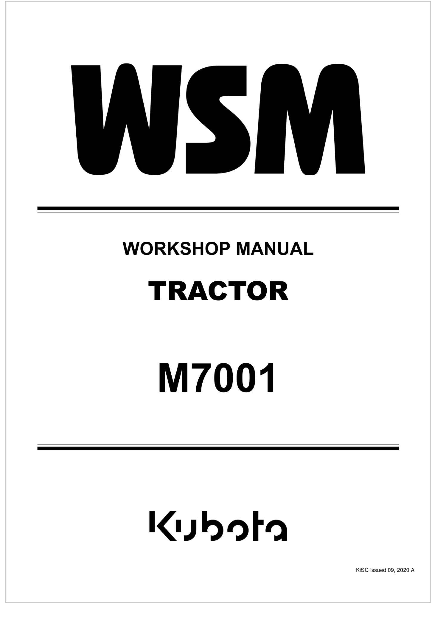 Kubota Tractor M7001 Workshop Manual