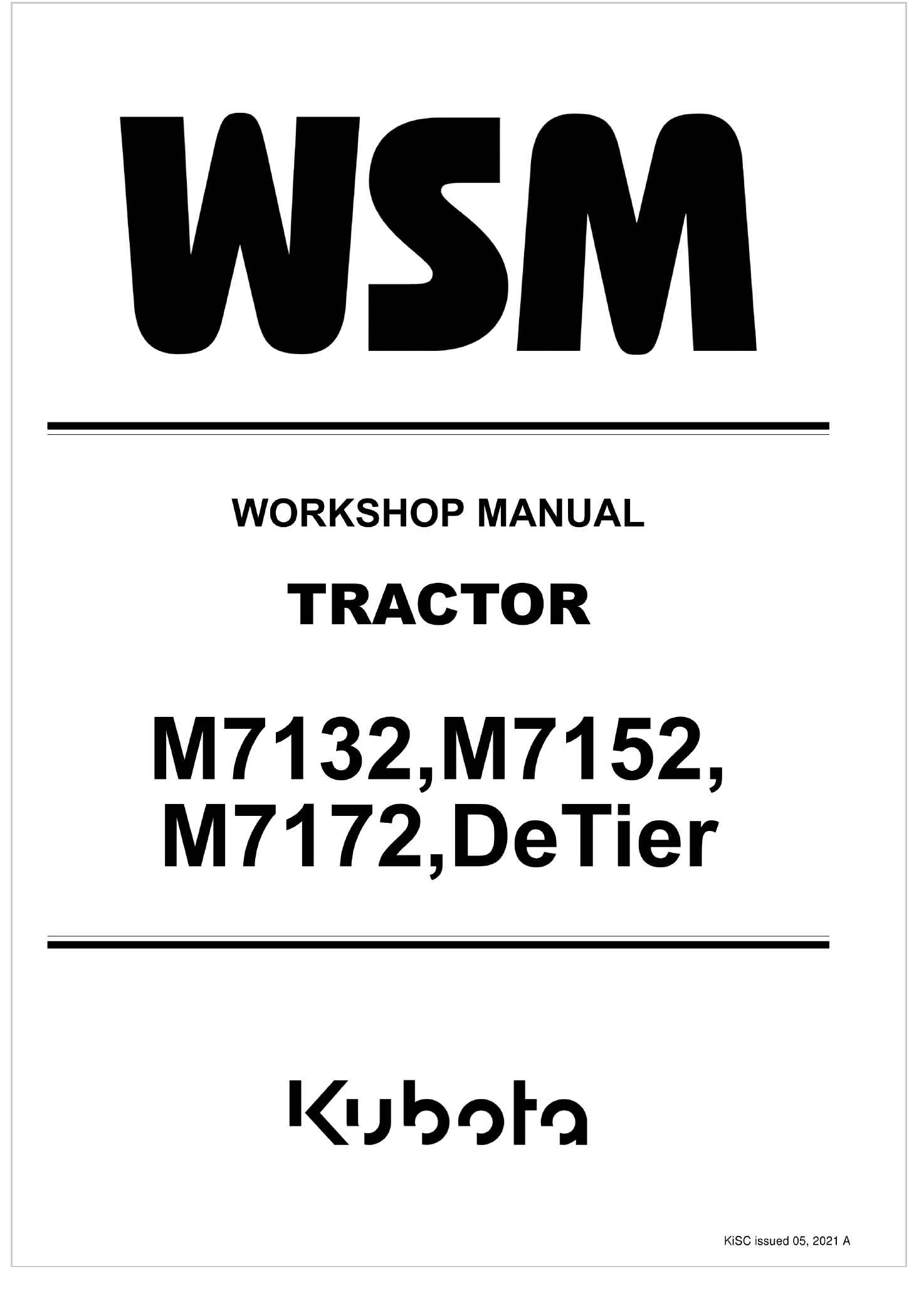 Kubota Tractor M7132 Workshop Manual