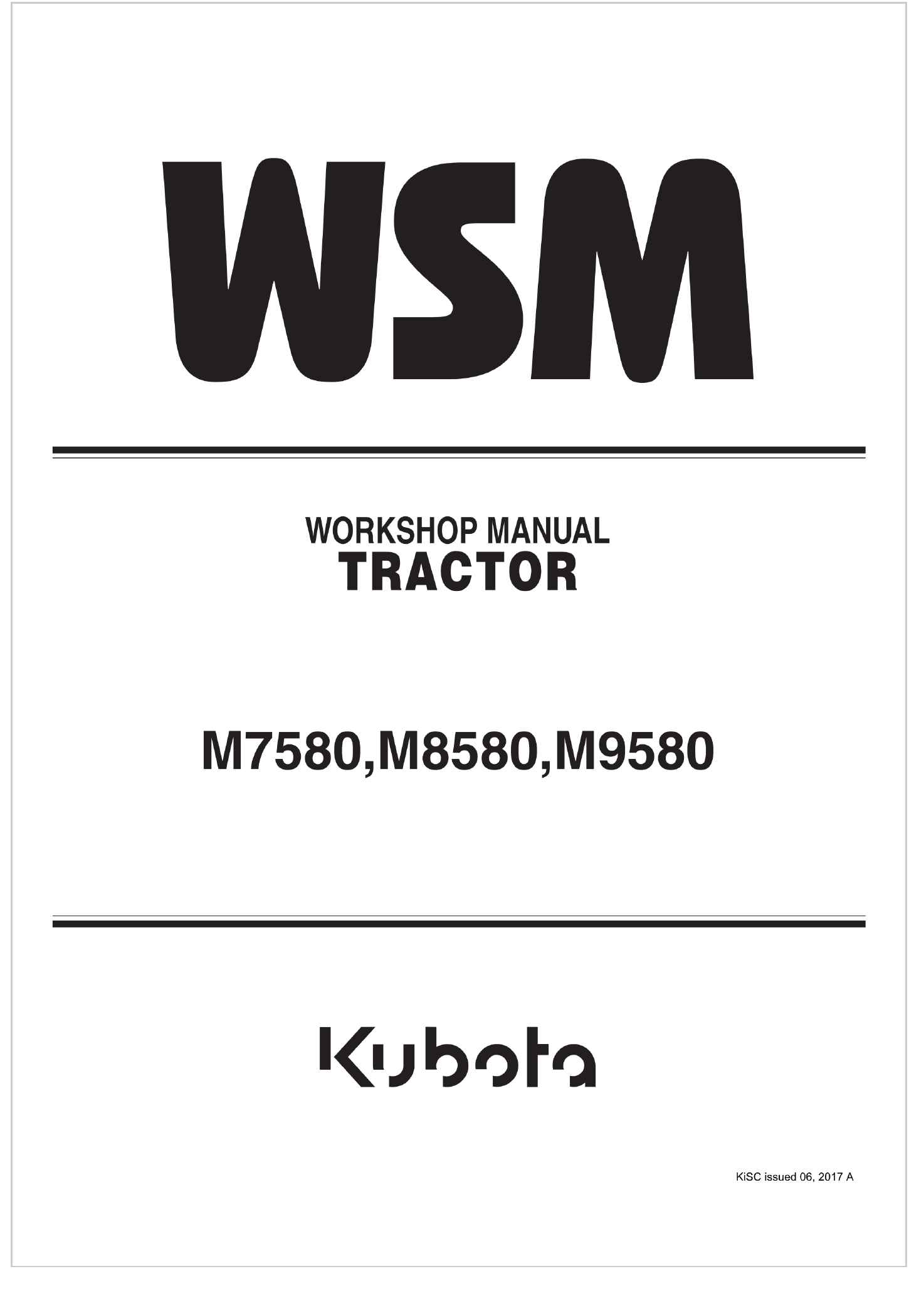 Kubota Tractor M7580 Workshop Manual