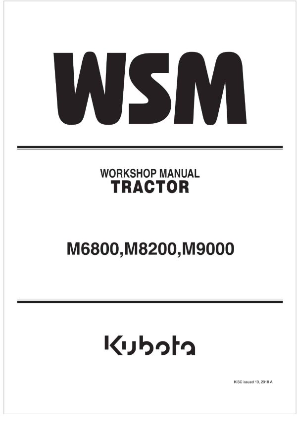 Kubota Tractor M8200 Workshop Manual