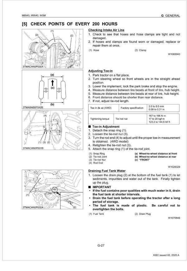Kubota Tractor M8540 Workshop Manual 1