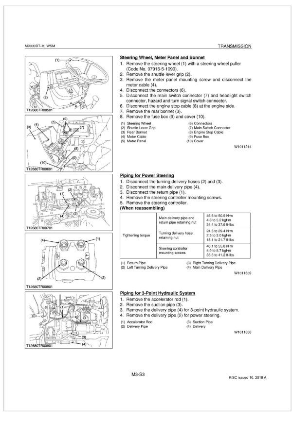 Kubota Tractor M9000DT M SUPPLEMENT Workshop Manual 1