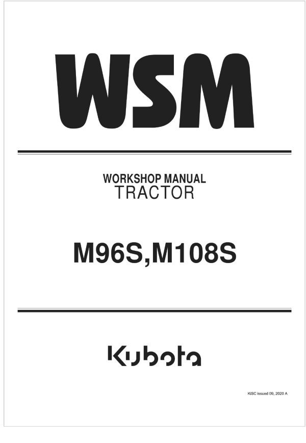 Kubota Tractor M95SD Workshop Manual