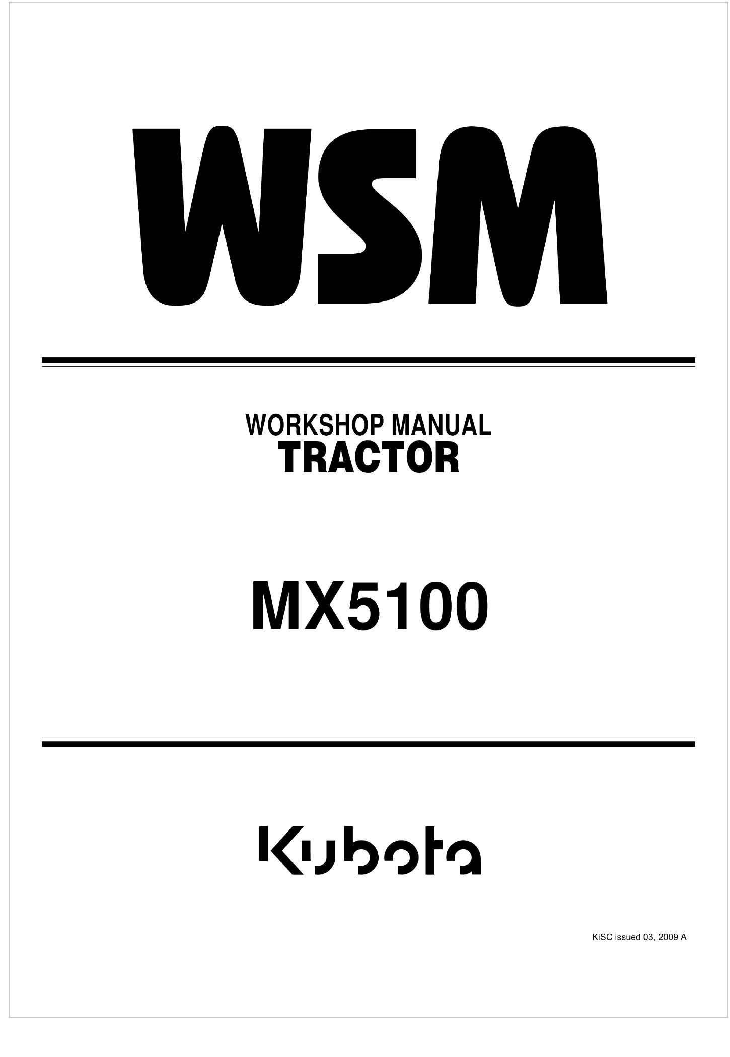 Kubota Tractor MX5100 Workshop Manual