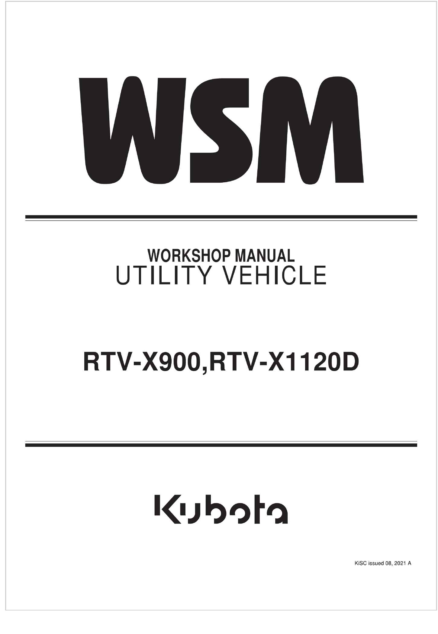 Kubota Utility Vehicle RTV X1120D Workshop Manual