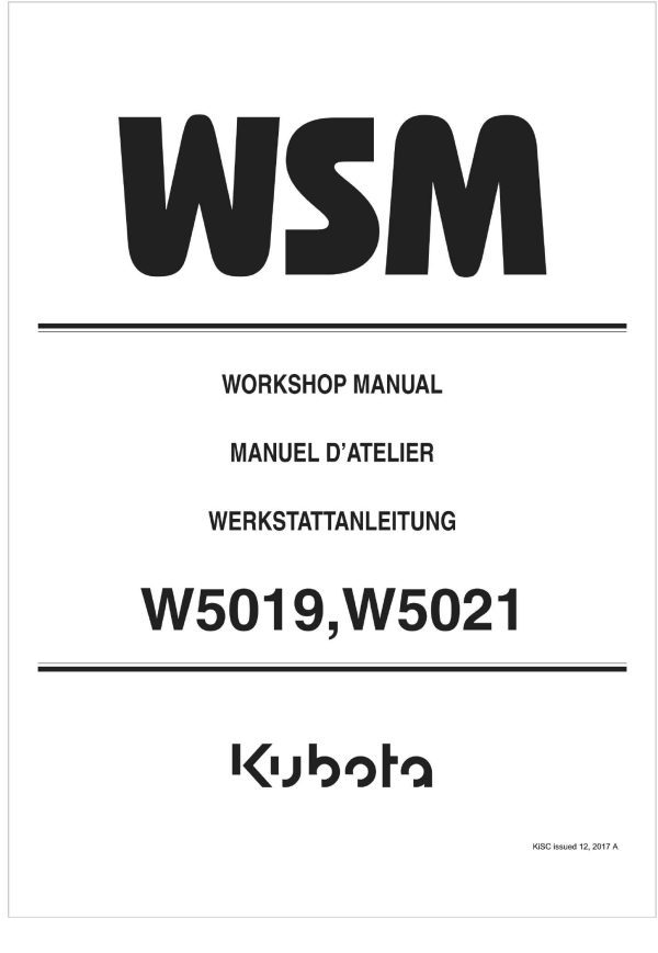 Kubota Walk Behind Mower W5021 Workshop Manual EN FR DE