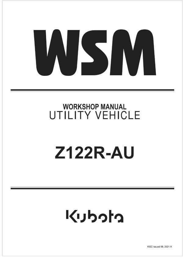 Kubota Zero Turn Mower Z122R AU Workshop Manual