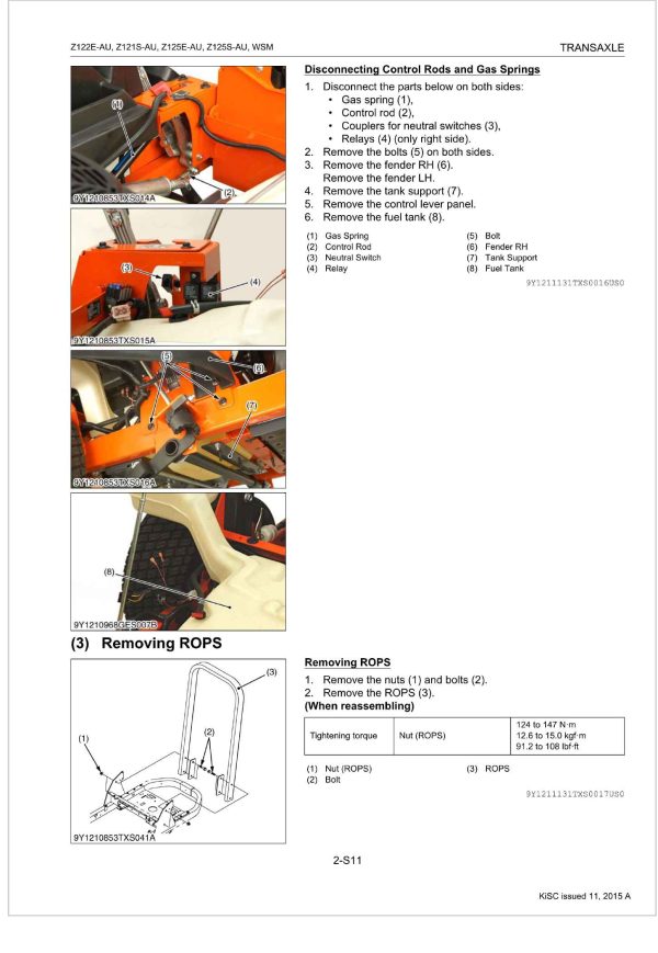 Kubota Zero Turn Mower Z125S AU Workshop Manual 1