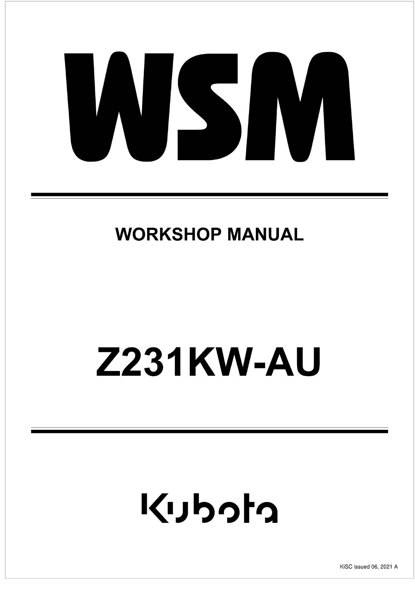 Kubota Zero Turn Mower Z231JW AU Workshop Manual