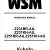 Kubota Zero Turn Mower Z251BR AU Workshop Manual