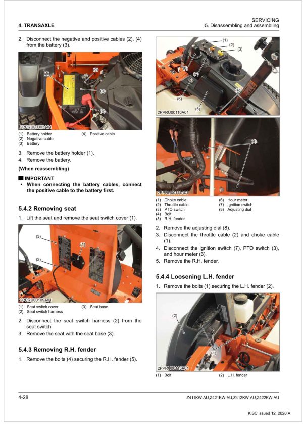 Kubota Zero Turn Mower Z412KW AU Workshop Manual 1