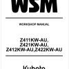 Kubota Zero Turn Mower Z422KW AU Workshop Manual