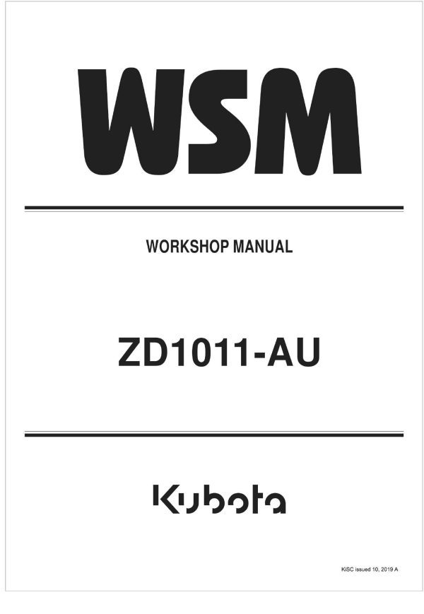 Kubota Zero Turn Mower ZD1011 AU Workshop Manual