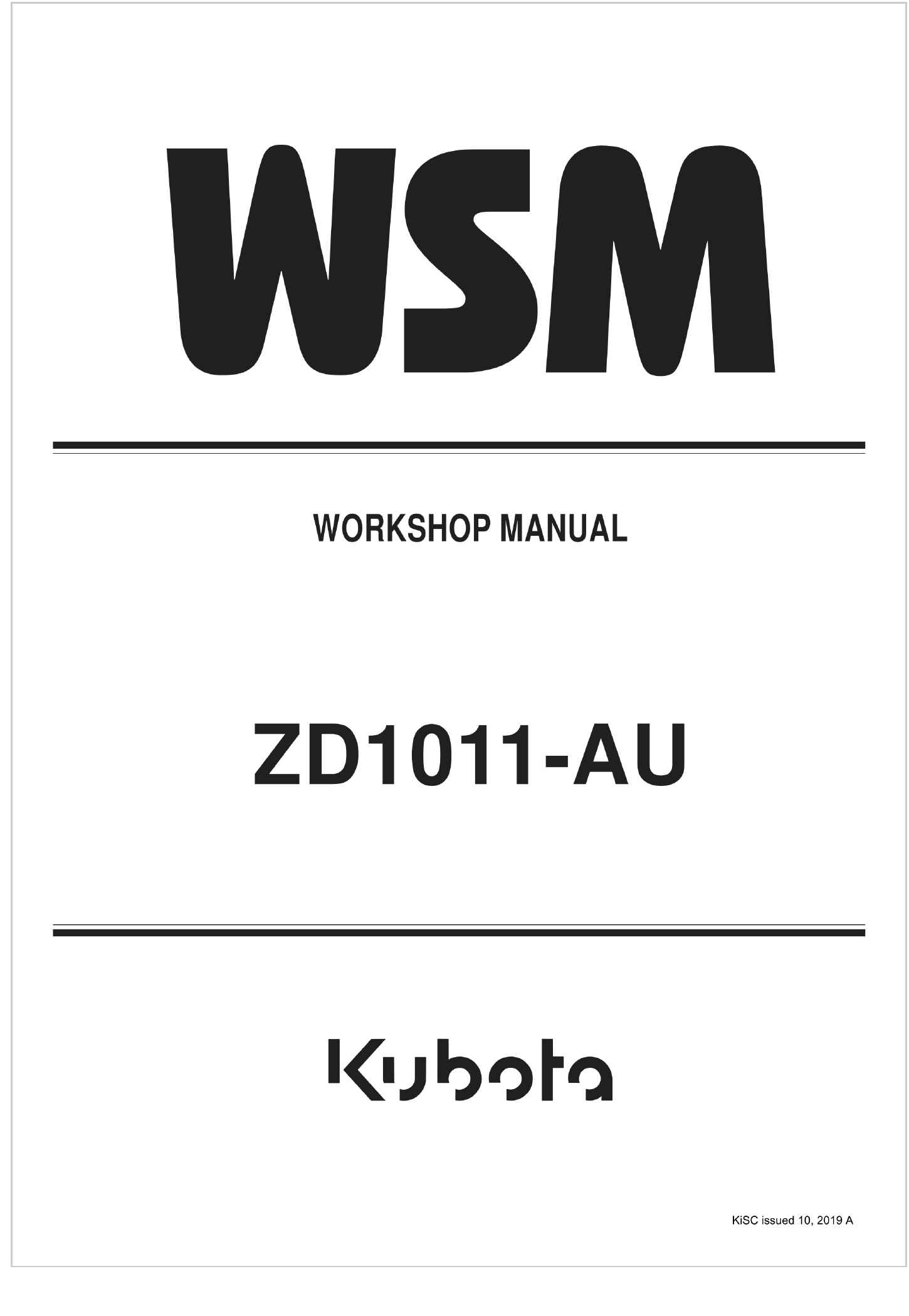 Kubota Zero Turn Mower ZD1011 AU Workshop Manual