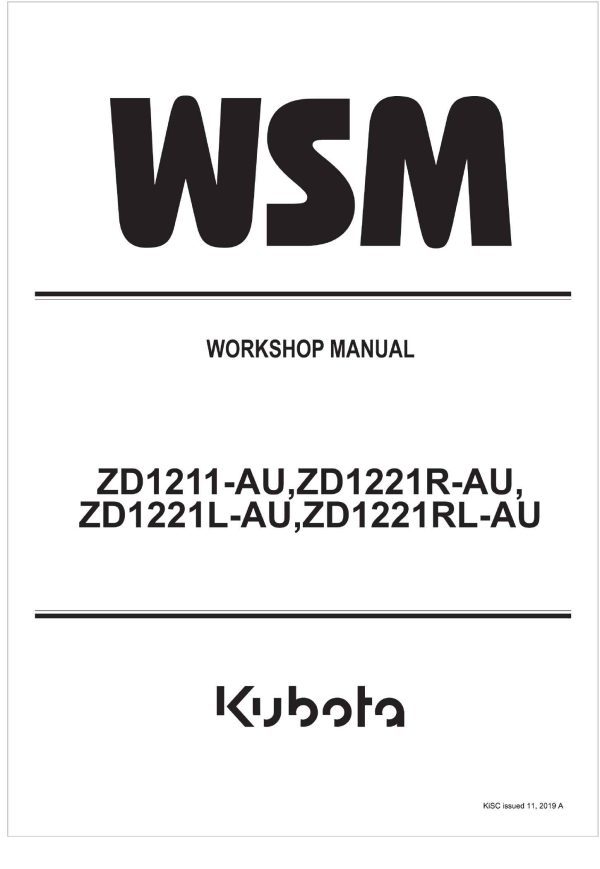 Kubota Zero Turn Mower ZD1221L AU Workshop Manual
