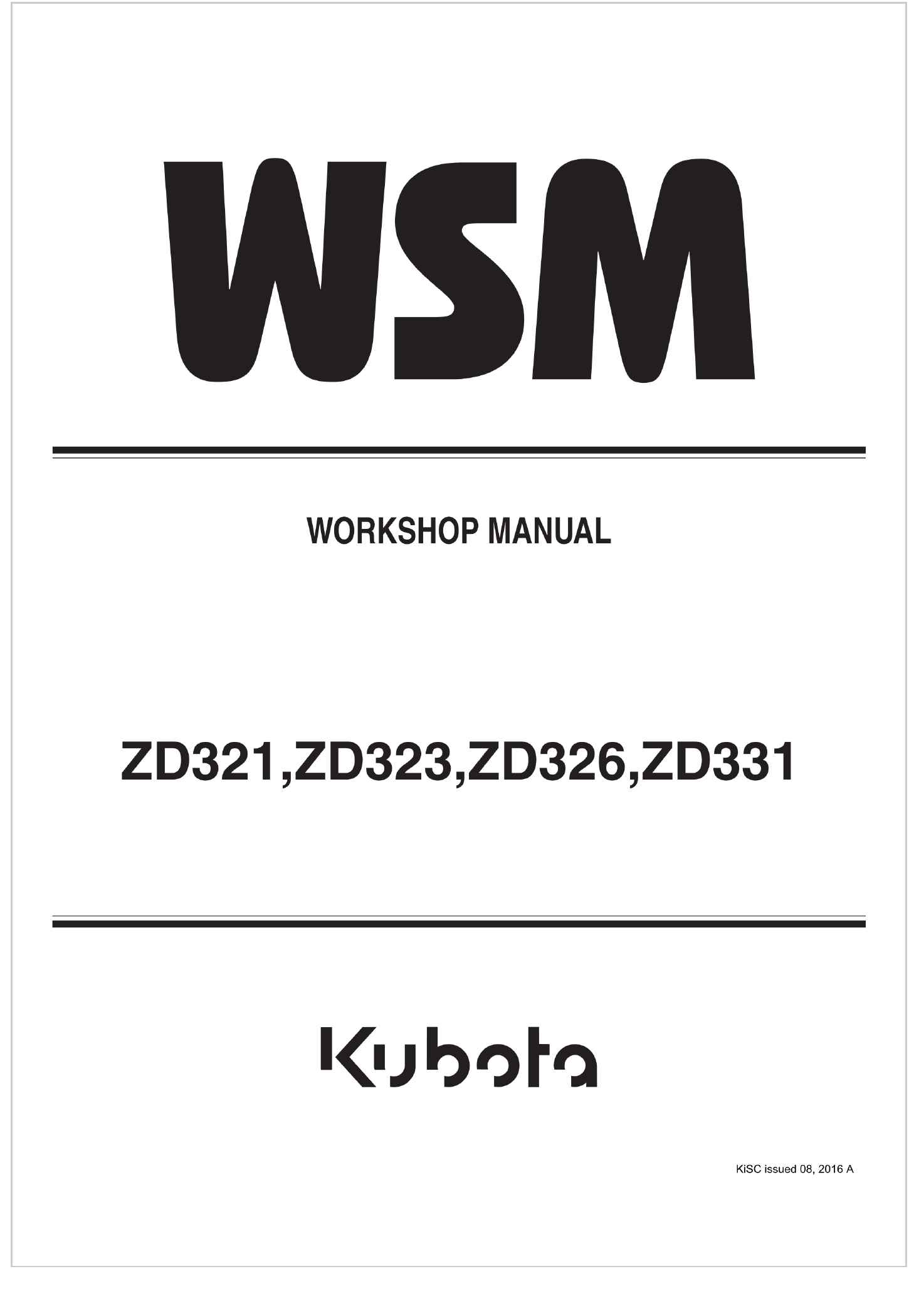 Kubota Zero Turn Mower ZD323 Workshop Manual
