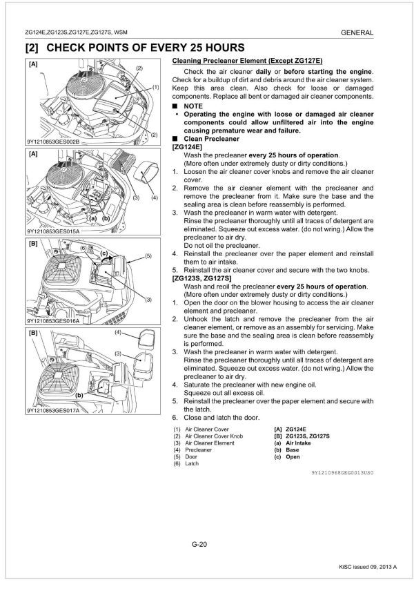 Kubota Zero Turn Mower ZG127E Workshop Manual 1