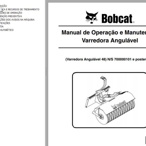 Bobcat Angle Sweeper 68 84 Operation & Maintenance Manual 6900597 PT