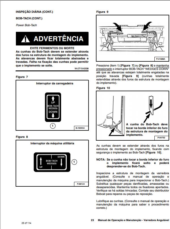 Bobcat Angle Sweeper 68 84 Operation Maintenance Manual 6900597 PT 1