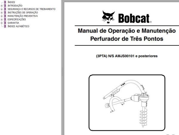 Bobcat Auger 3PTA Operation Maintenance Manual 6989533 PT