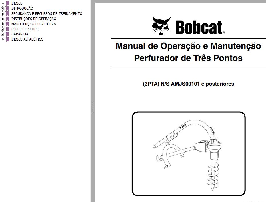 Bobcat Auger 3PTA Operation Maintenance Manual 6989533 PT