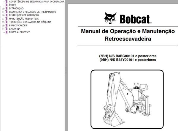 Bobcat Backhoe 7BH 9BH Operation Maintenance Manual 6990886 PT