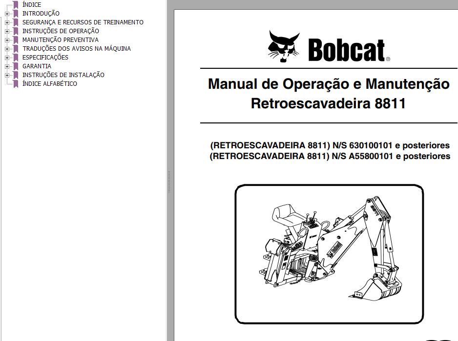 Bobcat Backhoe 8811 Operation Maintenance Manual PT