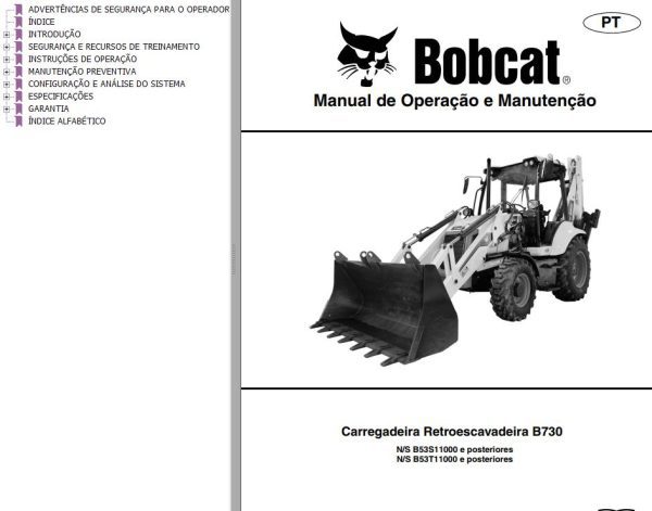 Bobcat Backhoe Loader B730 Operation Maintenance Manual 7402294 PT