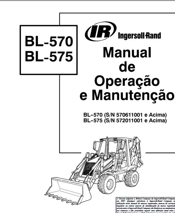 Bobcat Backhoe Loader BL570 BL575 Operation Maintenance Manual 6902021 PT