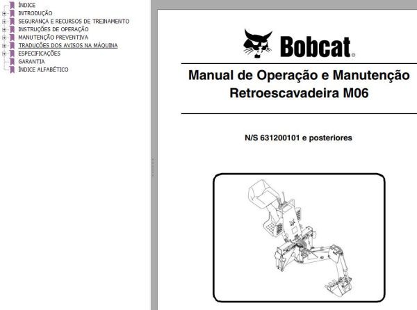 Bobcat Backhoe M06 Operation Maintenance Manual 6902861 PT