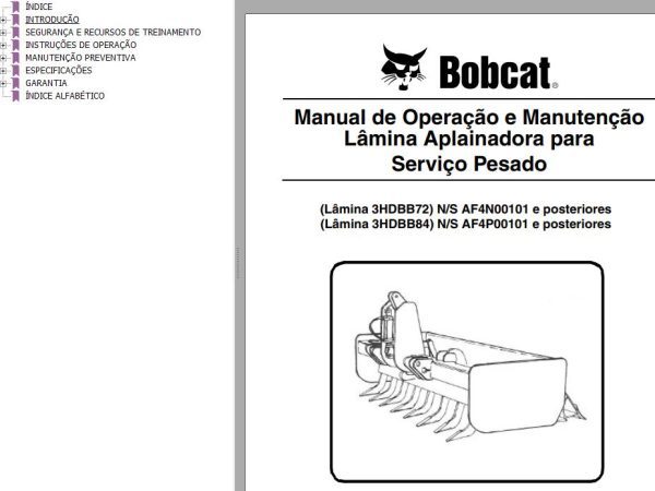 Bobcat Blade Box 3HDBB72 3HDBB84 Operation Maintenance Manual 6987241 PT