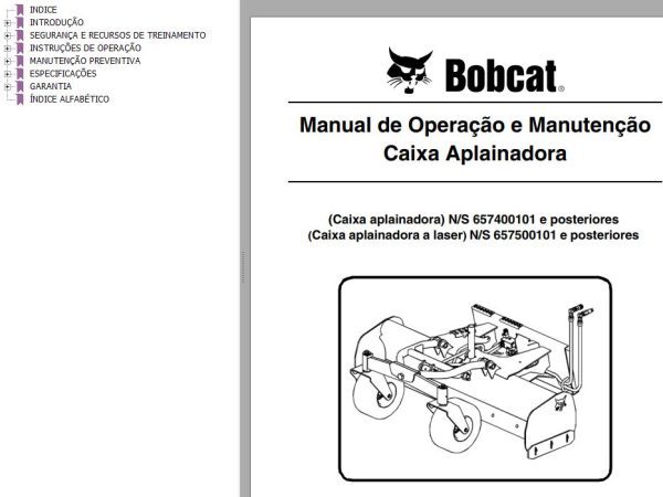 Bobcat Blade Box Operation Maintenance Manual 6901435 PT