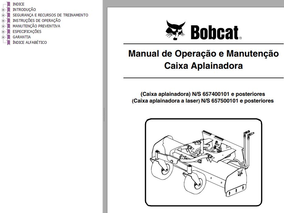 Bobcat Blade Box Operation Maintenance Manual 6901435 PT