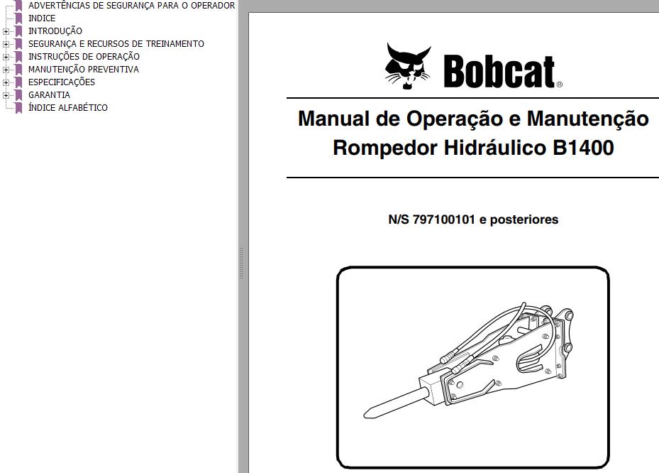 Bobcat Breaker B1400 Operation Maintenance Manual 6902190 PT
