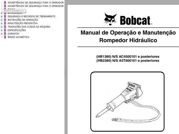 Bobcat Breaker HB1380 HB2380 Operation Maintenance Manual 6904928 PT