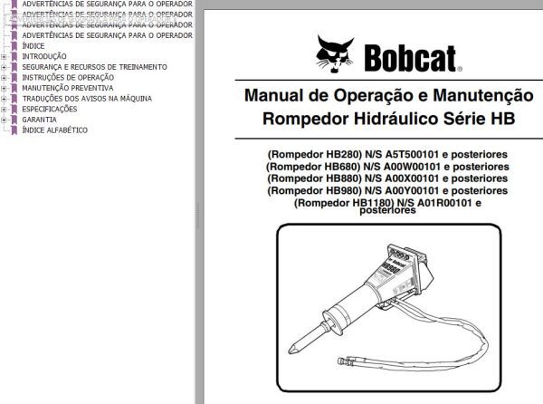Bobcat Breaker HB280 to HB1180 Operation Maintenance Manual 6904104 PT
