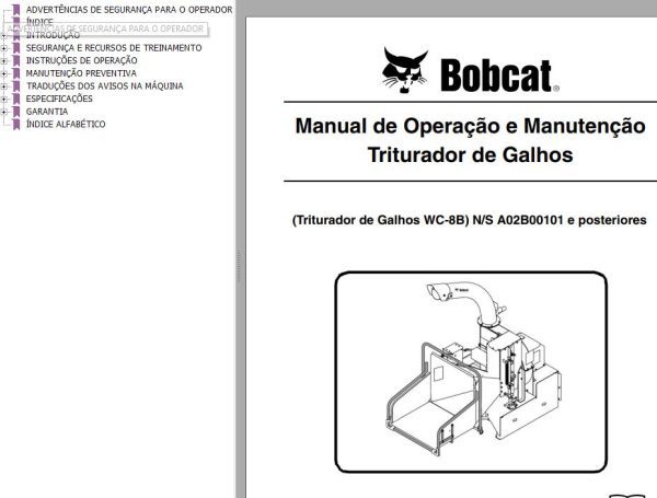 Bobcat Chipper WC 8B Operation Maintenance Manual 6904884 PT