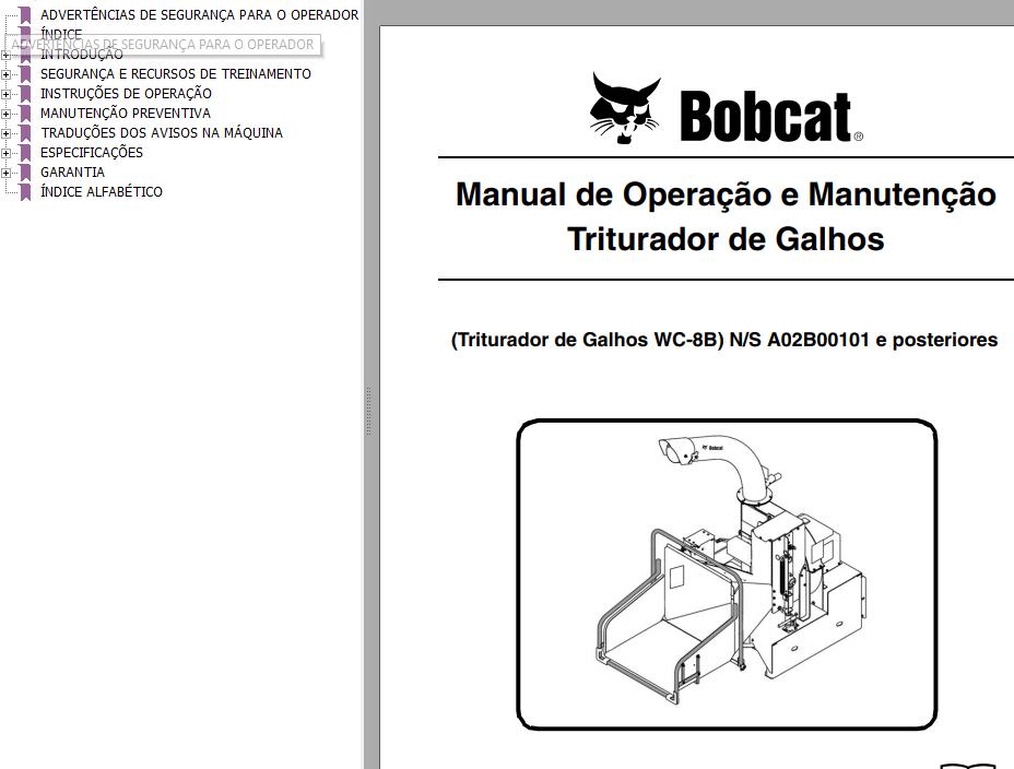 Bobcat Chipper WC 8B Operation Maintenance Manual 6904884 PT