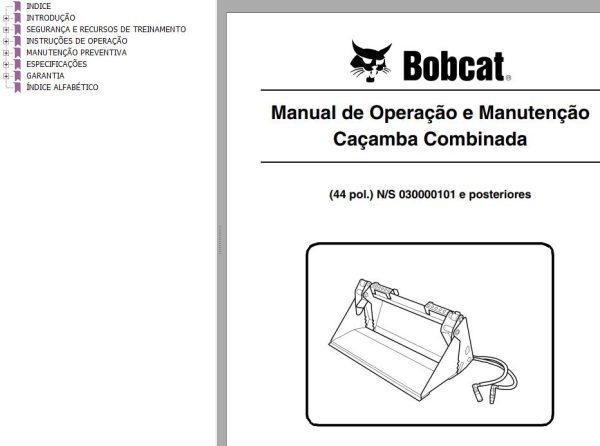 Bobcat Combined Bucket 44pol Operation Maintenance Manual 6902572 PT