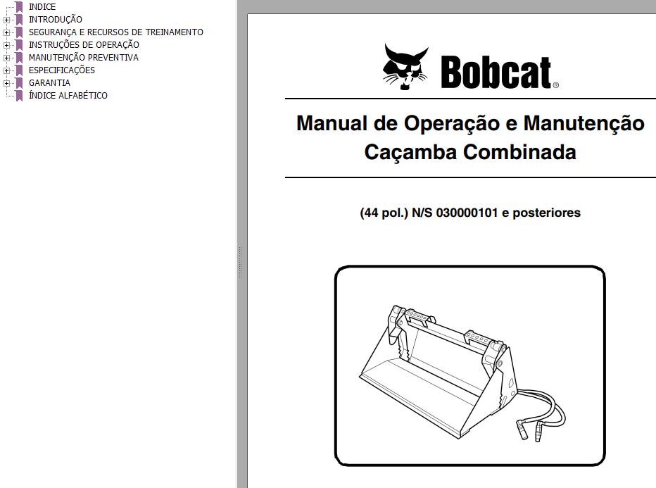 Bobcat Combined Bucket 44pol Operation Maintenance Manual 6902572 PT