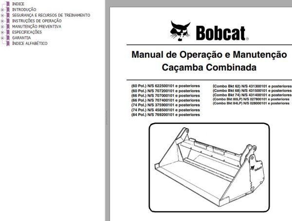 Bobcat Combined Bucket 60 to 84LP Operation Maintenance Manual 6902659 PT