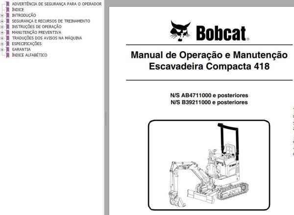 Bobcat Compact Tractor 418 Operation Maintenance Manual 6986852 PT