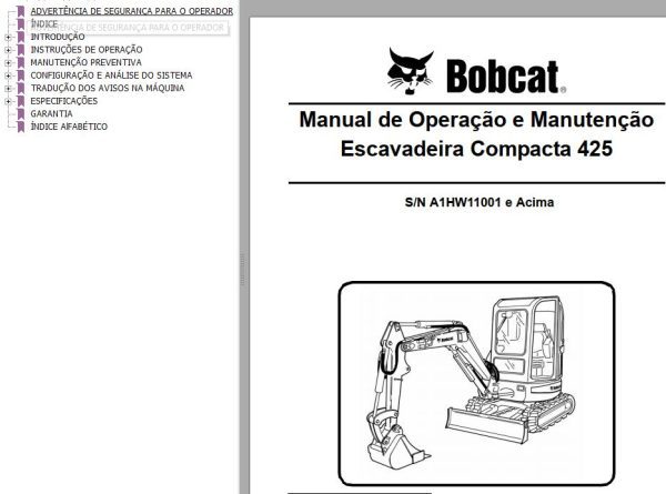Bobcat Compact Tractor 425 Operation Maintenance Manual 6904865 PT