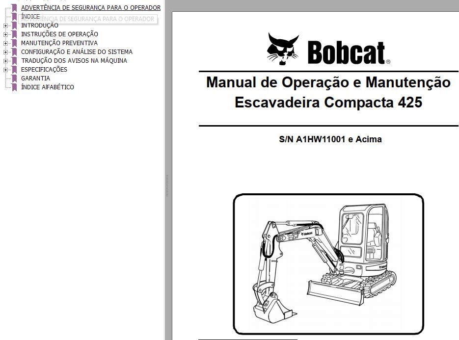 Bobcat Compact Tractor 425 Operation Maintenance Manual 6904865 PT
