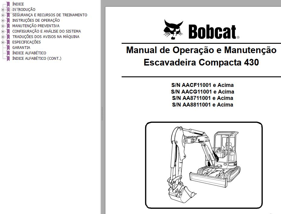Bobcat Compact Tractor 430 Operation Maintenance Manual 6986954 PT