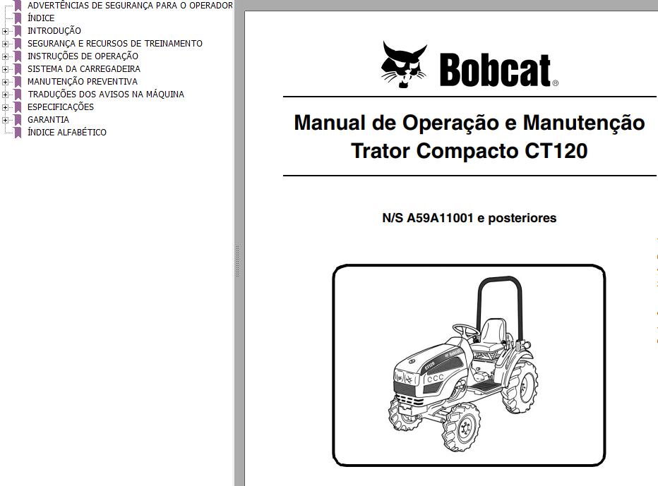 Bobcat Compact Tractor CT120 Operation Maintenance Manual 6986522 PT